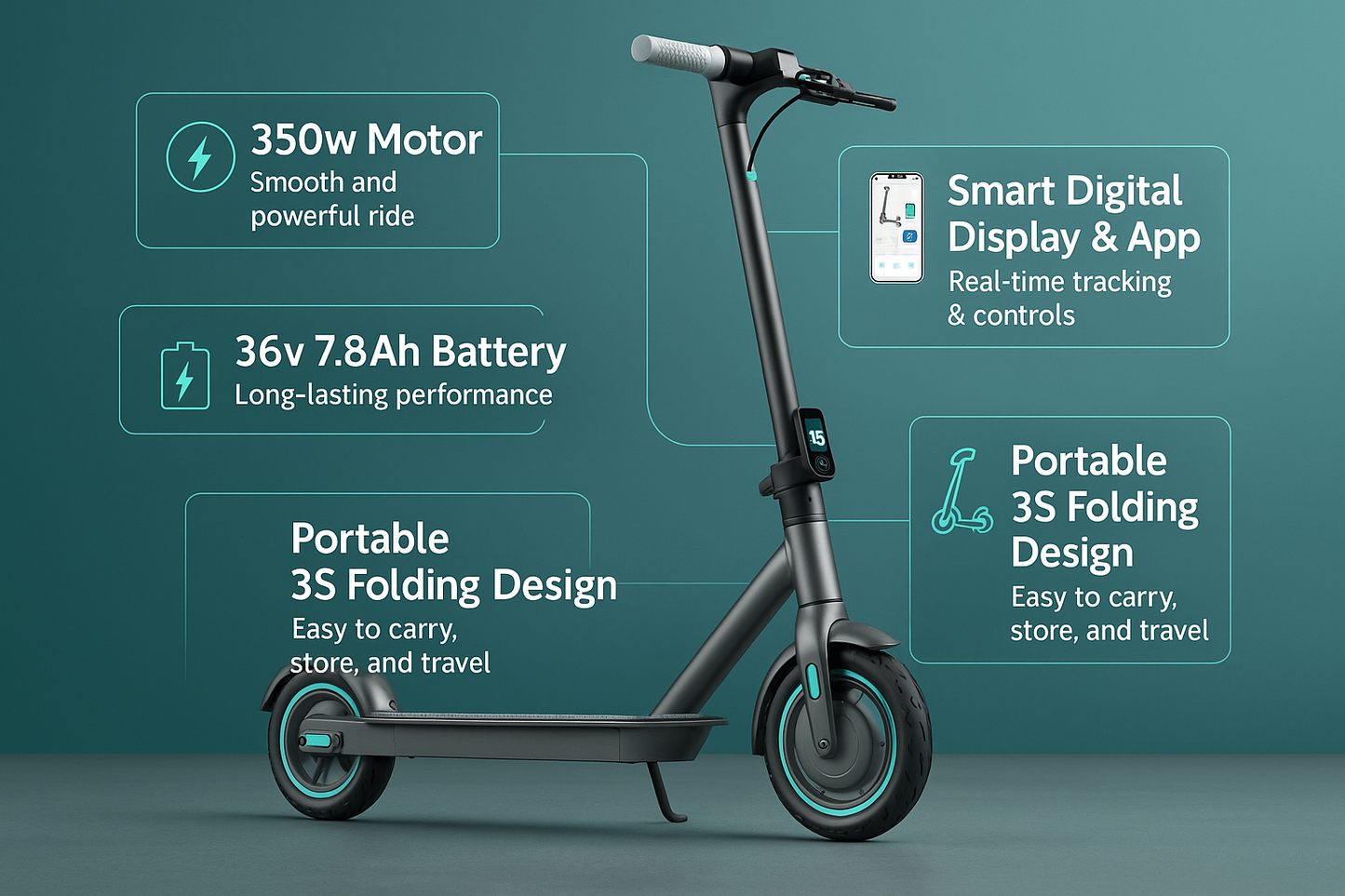 Lumo Eco – Lightweight Foldable Electric Scooter (350W, 18-mile range)
